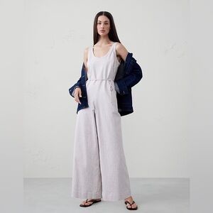LINEN-BLEND WIDE-LEG JUMPSUIT